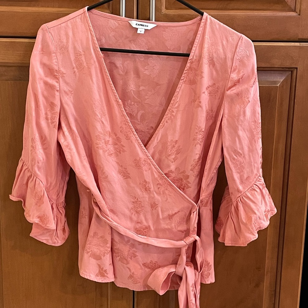 Express Floral Wrap Blouse